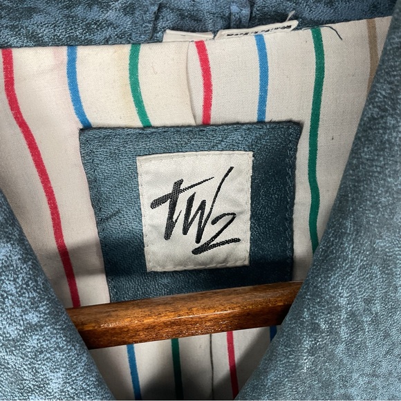 Vintage 90s TWZ Jacket & Pant set lamb Leather and Denim - Picture 7 of 10